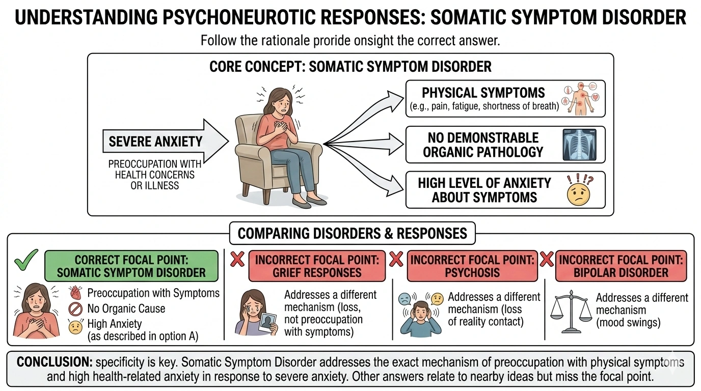 Which of the following are identified as psychoneurotic responses to severe anxiety as they appear in the DSM-5?