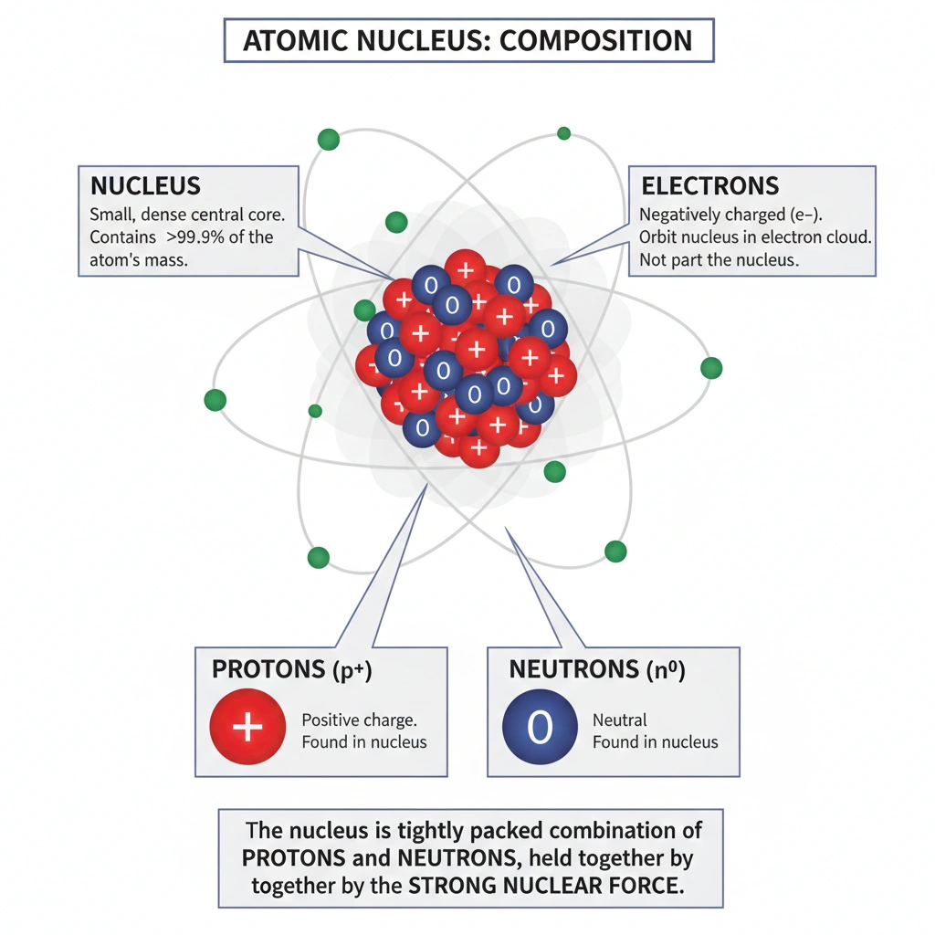 Which of the following best describes an atom's nucleus?