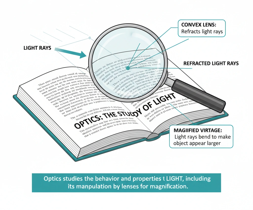 Which situation falls in the domain of optics?