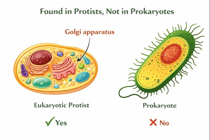 Which structure is found in protists but not in monerans (prokaryotes)?