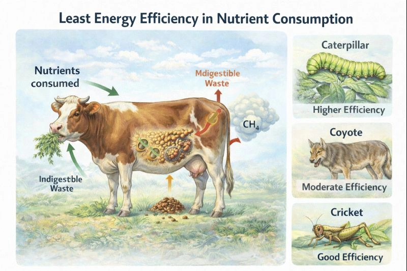 Which consumer has least energy efficiency in nutrient consumption?