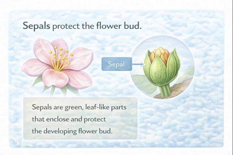 Which part of a flowering plant protects the flower bud?