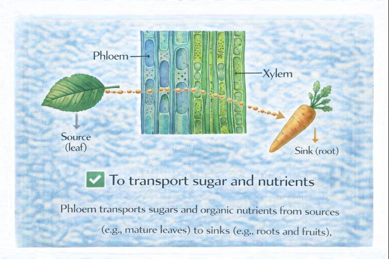 What is the purpose of phloem in plant tissue?