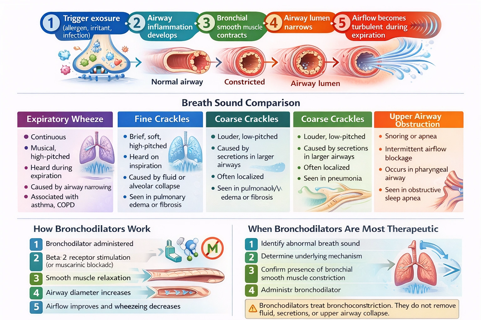 The nurse understands that a bronchodilator would be most therapeutic in which situation?