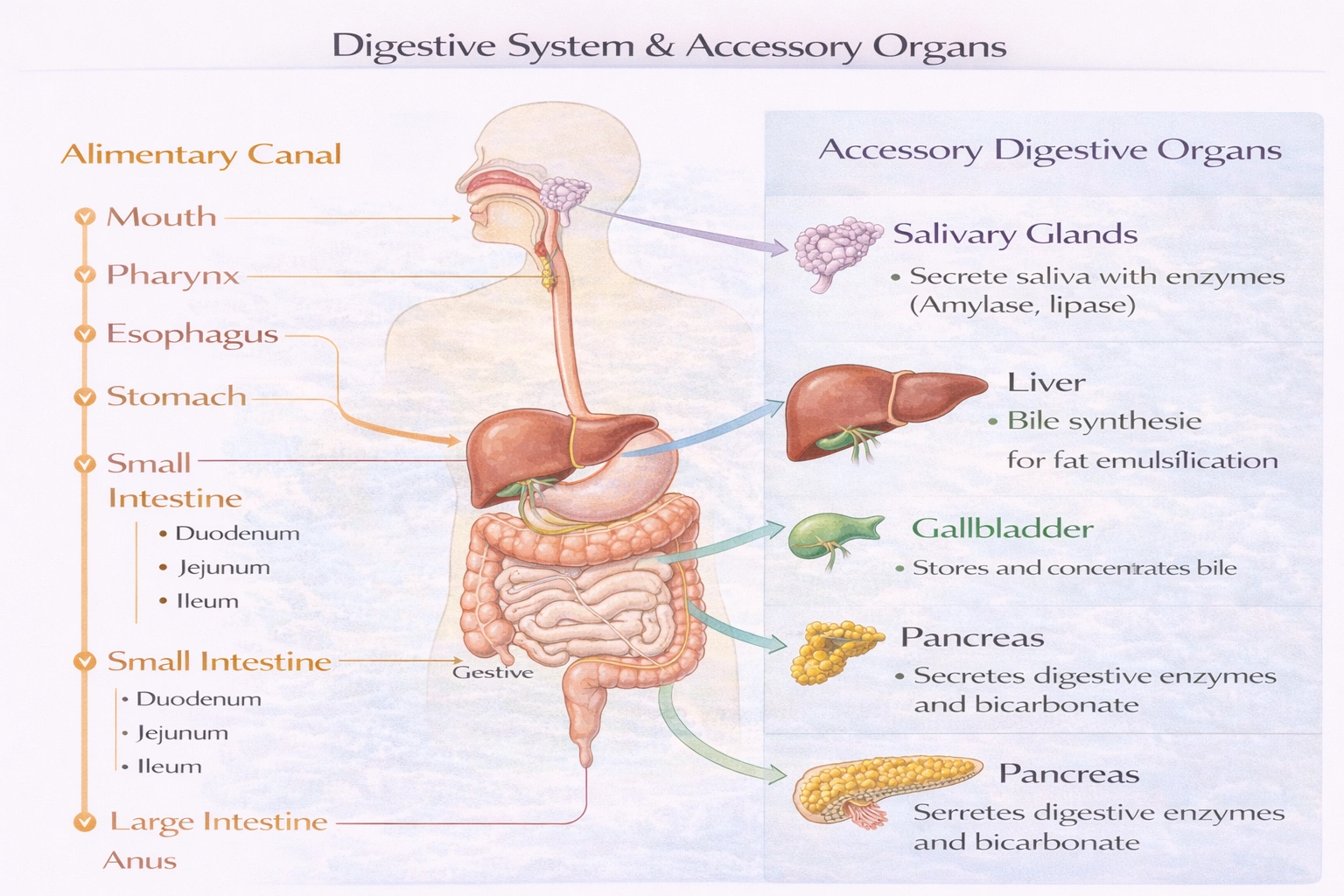 Accessory organs of digestion include all of the following EXCEPT