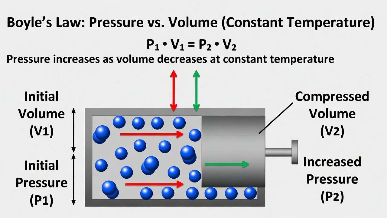 Which of the answer choices provided best defines the following statement? For a given mass and constant temperature, an inverse relationship exists between the volume and pressure of a gas.