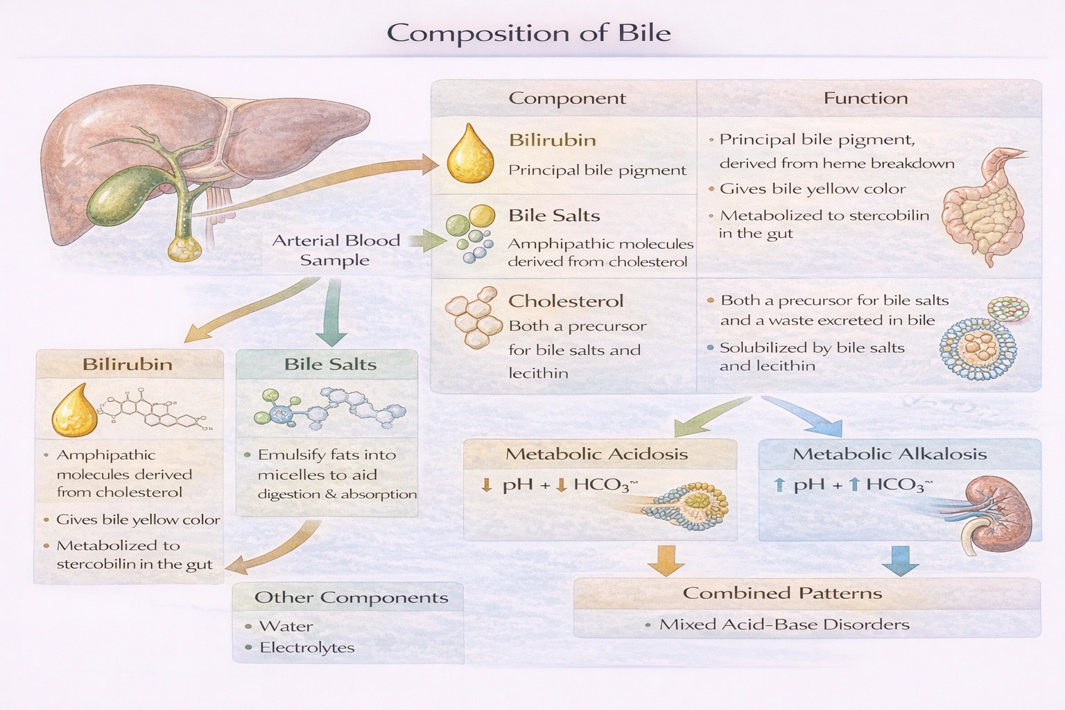 Included in the components of bile are