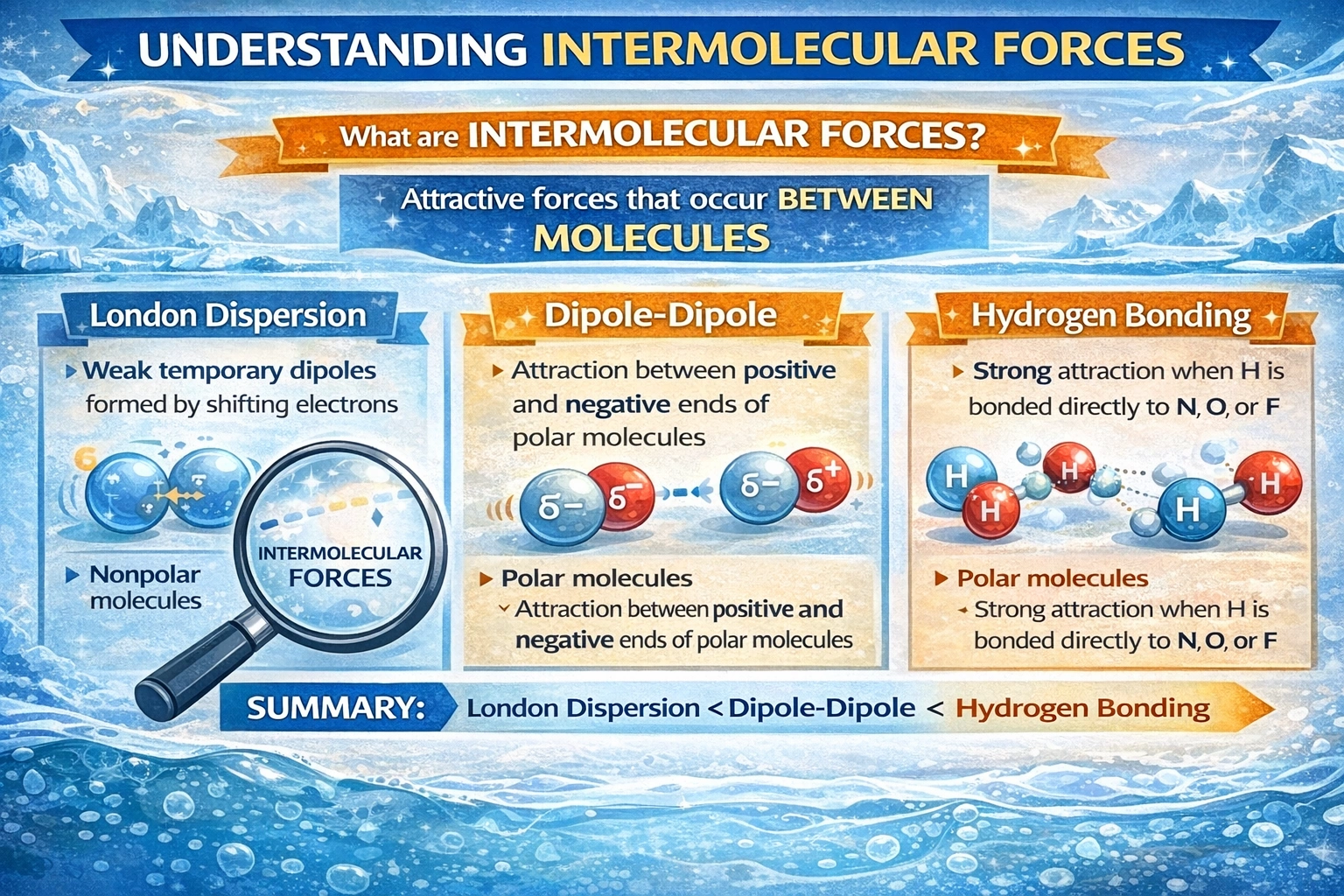 Which of these types of intermolecular force is strongest?