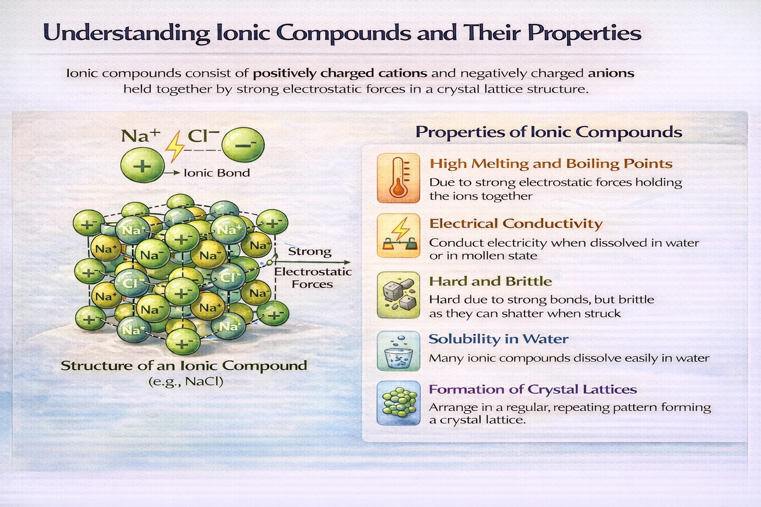 Which is a property of an ionic compound?