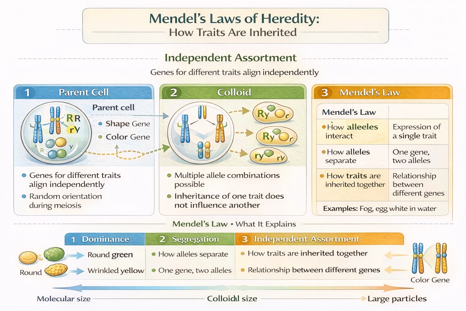 Which of Mendel's laws of heredity is the following statement based on?
"Genes for different traits are sorted separately from one another so that the inheritance of one trait is not dependent on the inheritance of another."
