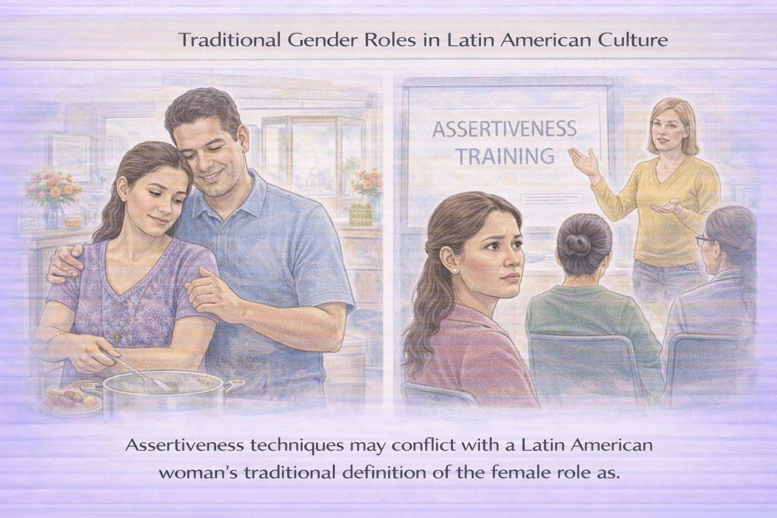 A Latin American woman refuses to participate in an assertiveness training group. Which cultural belief should a nurse identify as most likely to have influenced this clients decision?