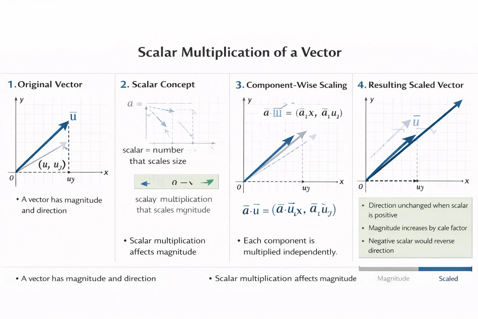 Given vector u? = (?4, 6) and scalar a = 3, what is a u??