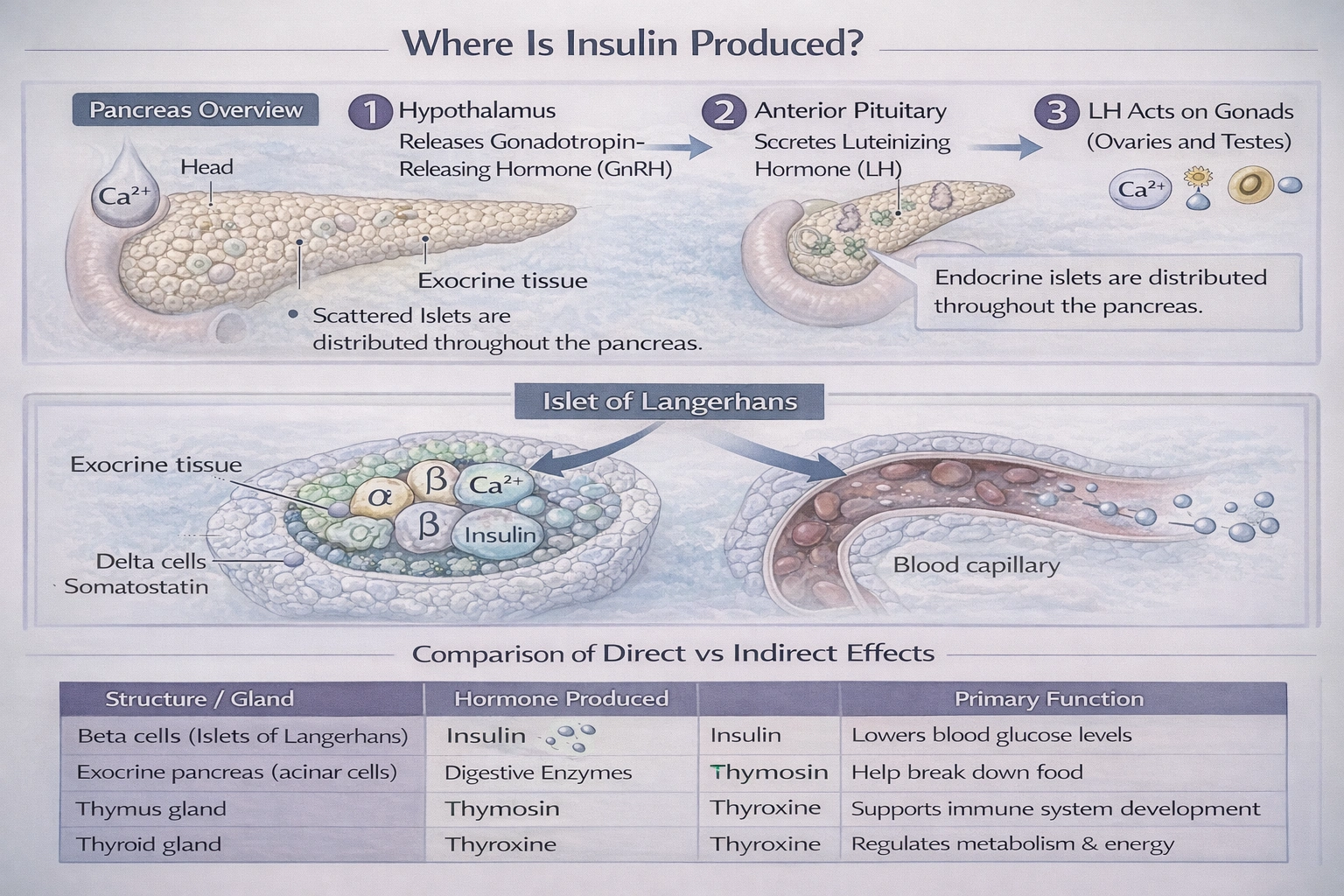 Insulin is produced in the