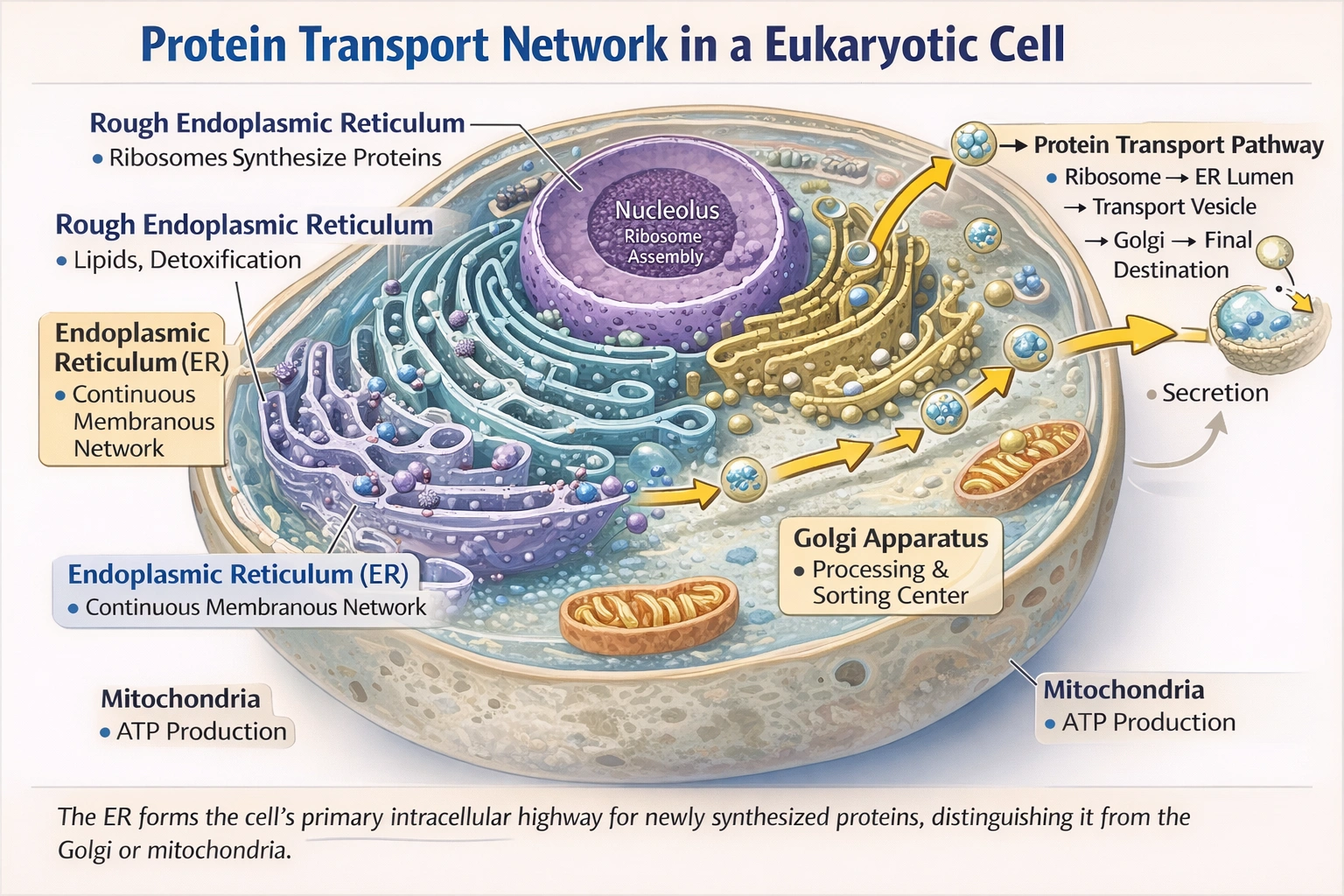 Which of the following describes the transport network that is responsible for the transference of proteins throughout a cell?